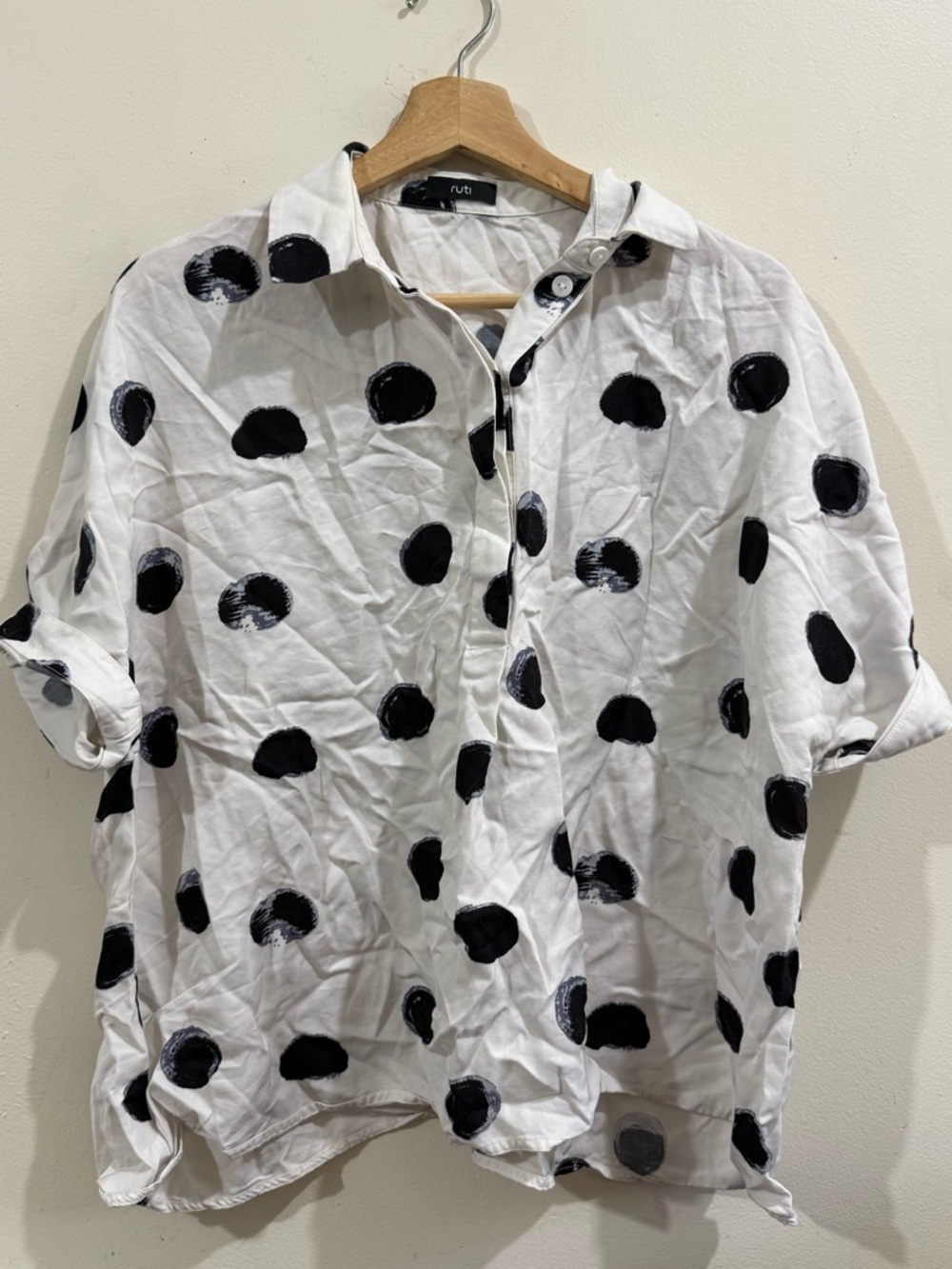 Ruti White Blouse with Black Polka Dot Print